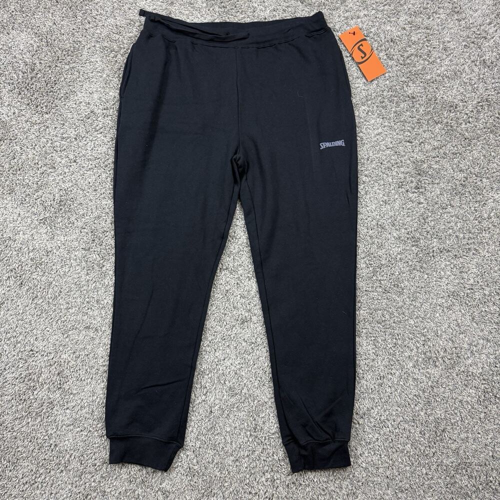 Spalding Black Sweatpants Tapered Fit Back Pocket Mens Size XL